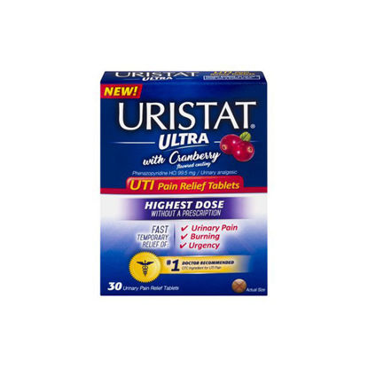 Picture of Uristat ultra with cranberry UTI pain relief tablets 30 ct.