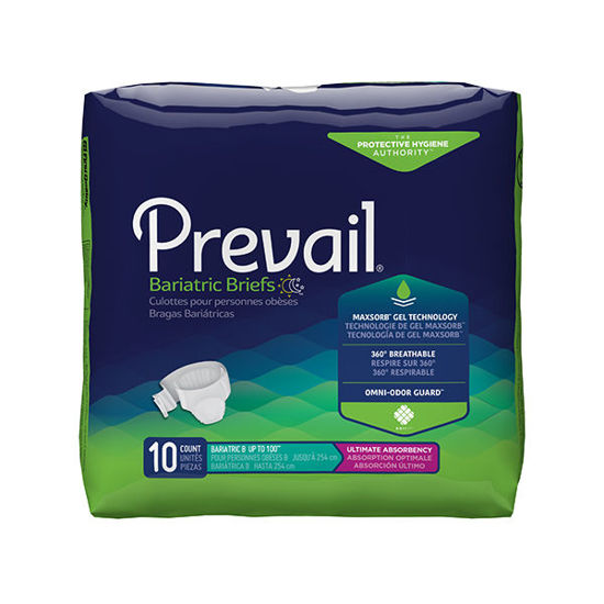 Picture of Prevail bariatric "B" briefs with tabs 10 ct. fits waist size up to 100 in.