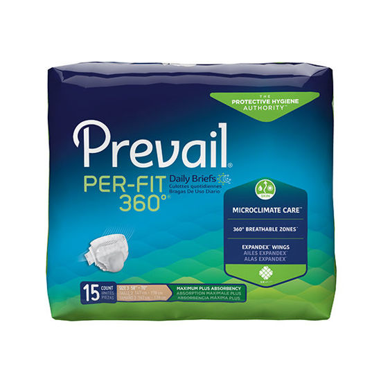 Picture of Prevail Breezers360 X-Large Waist with Tabs 15/Ct.  Fits waist size: 58 in. - 70 in.