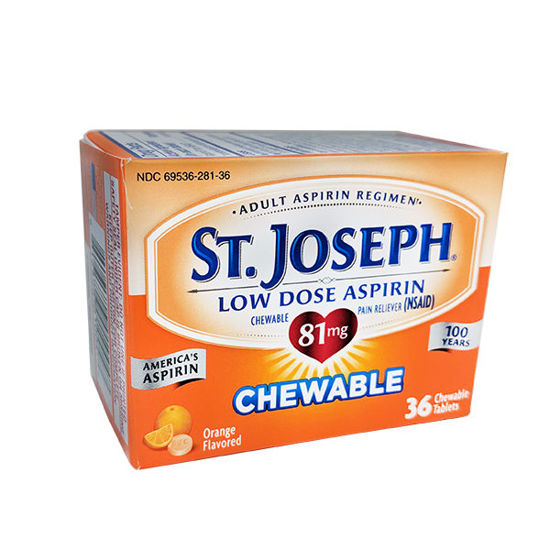 Picture of St. Joseph low dose chewable aspirin 81mg 36 ct.