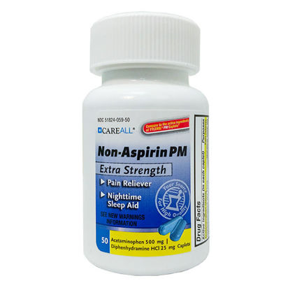 Picture of Non aspirin acetaminophen pm caplets 500mg 50 ct.