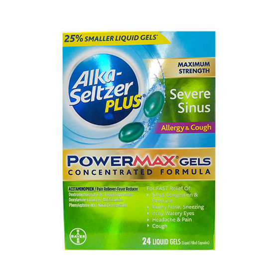 Picture of Alka seltzer plus maximum strength severe sinus, allergy and cough liquid gels 24 ct.